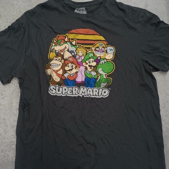 Super Mario x Nintendo Retro Graphic Tee - Black XL T-Shirt ft. Bowser & Yoshi - Picture 1 of 2